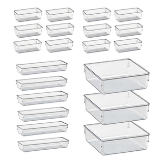 Kit 21 Organizador Multiuso Modular Gavetas Acrílico Cristal e Fume