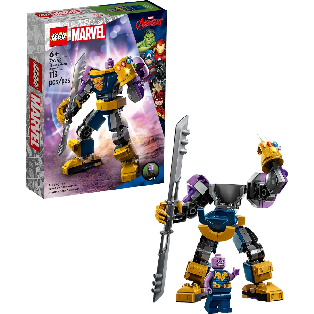 Kit Super Heroes Marvel 76242 Armadura Robô Thanos Lego Quantidade de peças  113