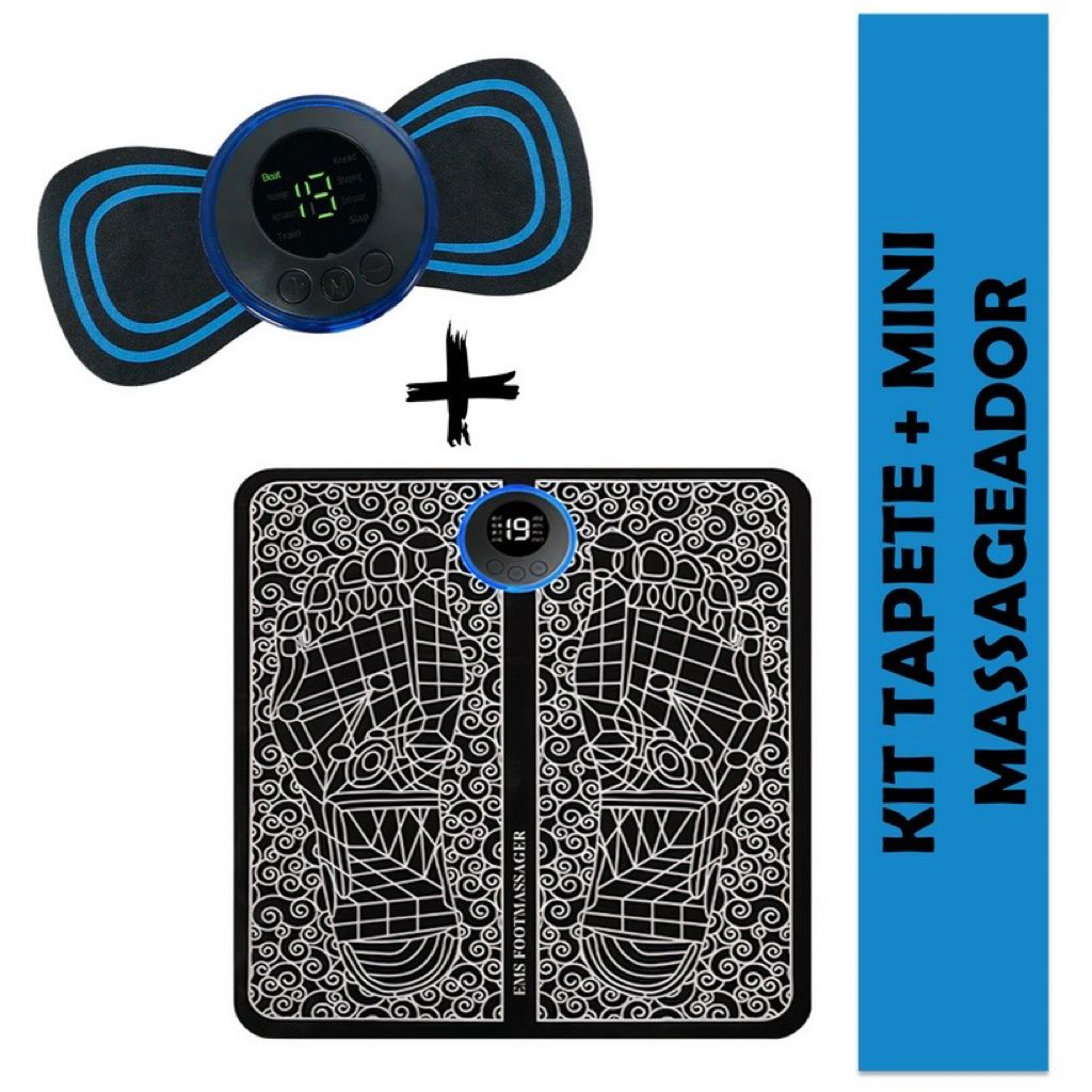 Kit Tapete + Mini Massageador Elétrico Dor Pés E Musculares EMS