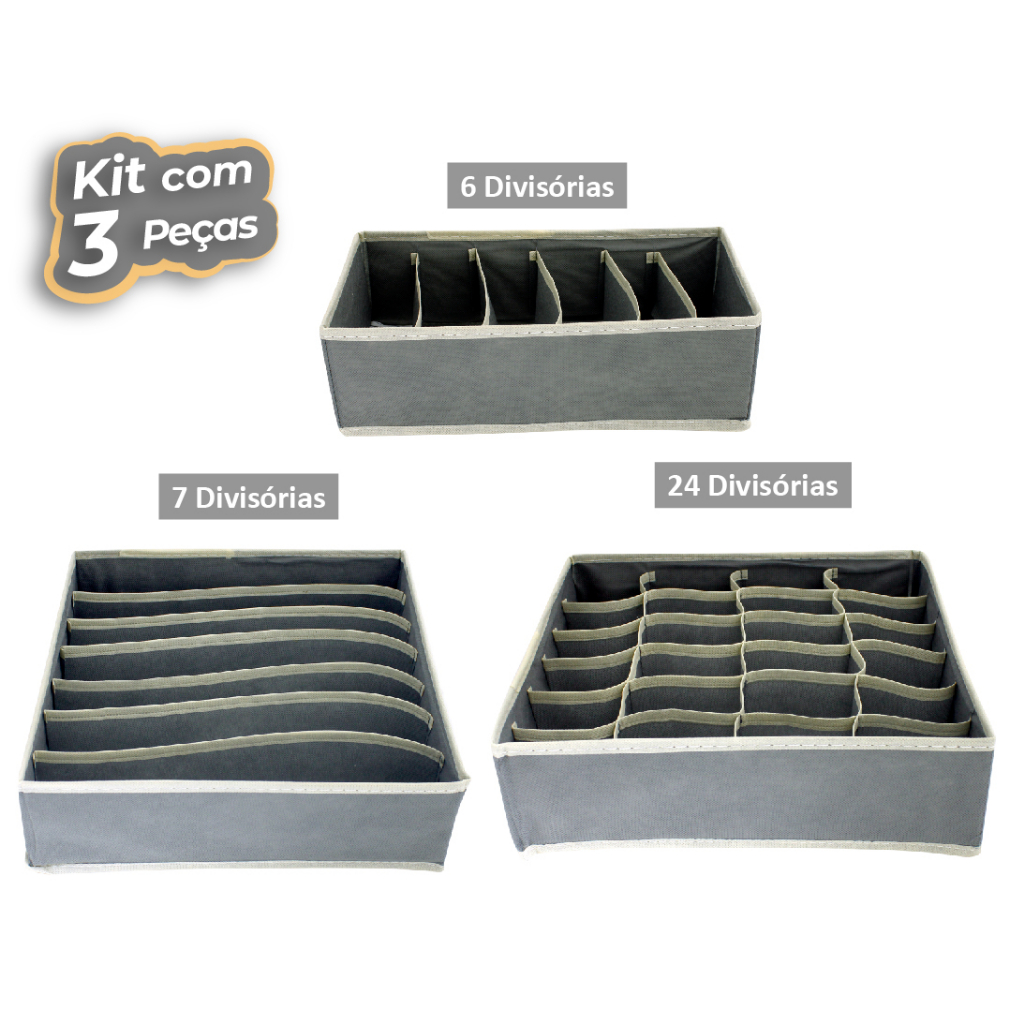 Kit 3 Peças Organizador De Gaveta Colmeia Multiuso