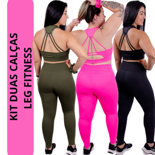 Kit 2 Calça Legging Poliamida, Ótimo Para Academia/ Cintura Alta - Tecido NOBRE NÃO FICA TRANSPARENTE