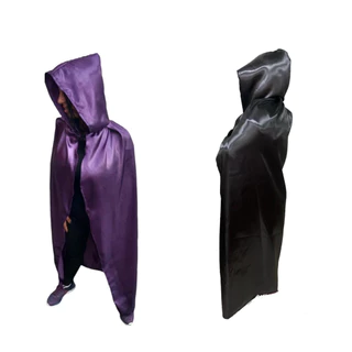 Capa Luxo De Bruxa Em Cetim Adulto Festa Fantasia Cosplay Carnaval Halloween