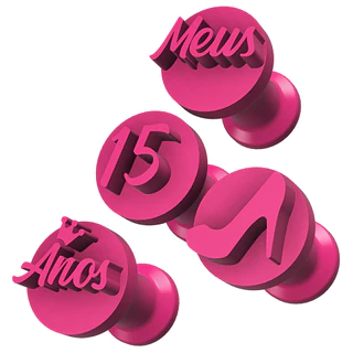 Kit Carimbos Brigadeiros Docinhos Molde Festa Confeitaria - Meus 15 Anos - Debutante - 4pçs