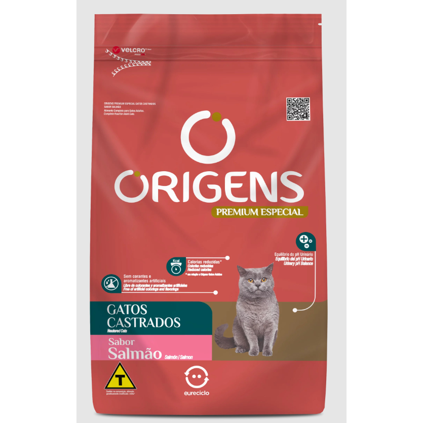 Ração Origens Gatos Castrados Sabor Salmão 3kg Adimax