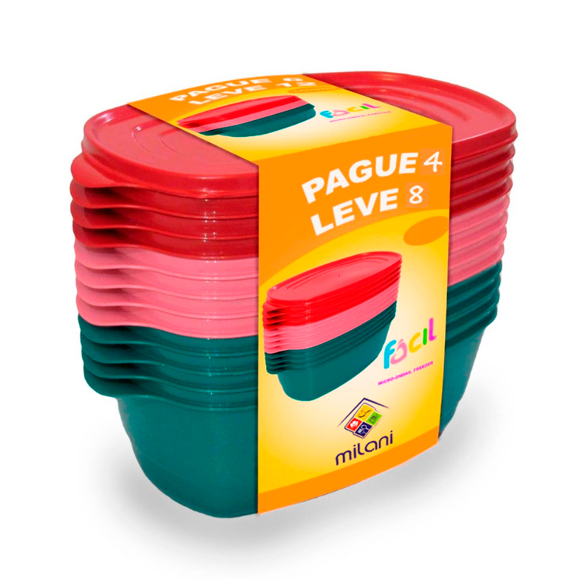 Kit Potes Hermético 400 ML Freezer e Micro-ondas 8 Potes