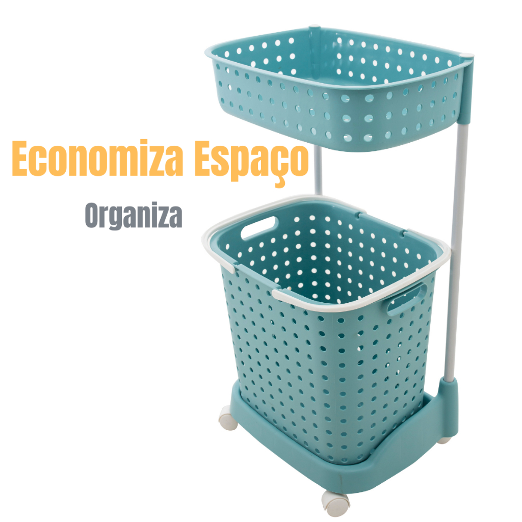 Conjunto Cesto Organizador Duplo Para Lavanderia Azul Nude Secalux Shopee Brasil