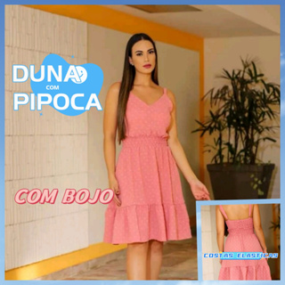 vestido de alca feminina de duna com pipoca curto