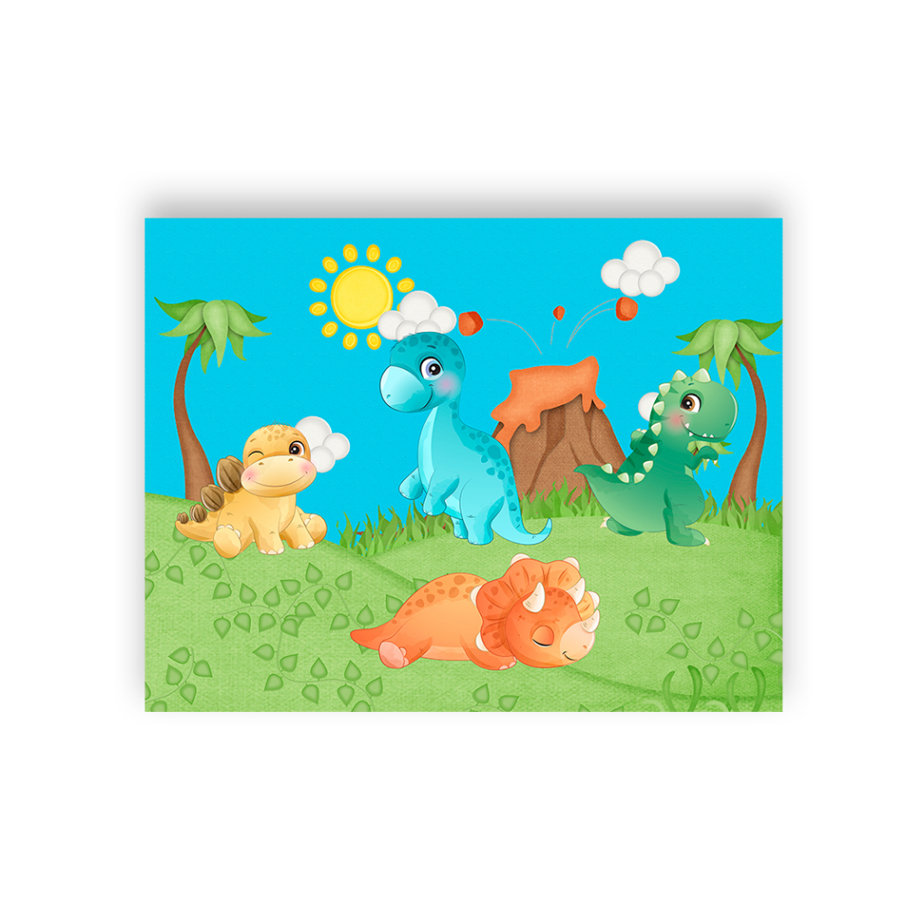 Painel Retangular Dinossauro Dino Baby Cute Sublimado 1,5m x 2,2m