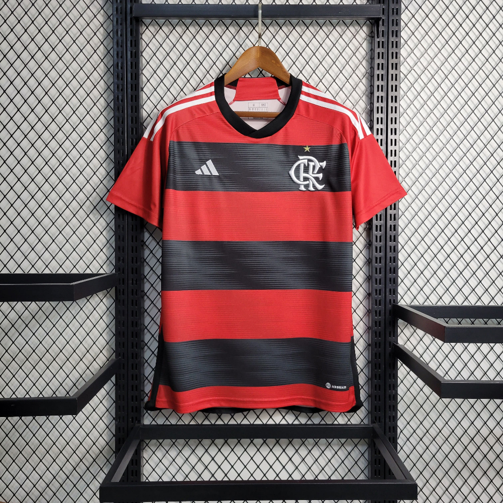 Camiseta do Flamengo De Time Futebol Masculina 2023/24 - FLAMENGO - RUBRO-NEGRO - CAMISA I