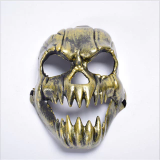 Mascara Caveira Metalizada Dentes Afiados Halloween Festa