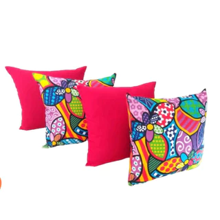 Kit Com 04 Capas Almofadas Lindas Decorativas Sala Sofá C/ Ziper Estampadas e Lisas