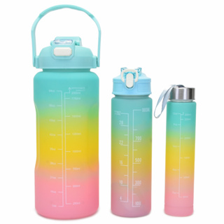 garrafa água squeeze kit 3 garrafas motivacional 1800ml 650ml 280ml promoção