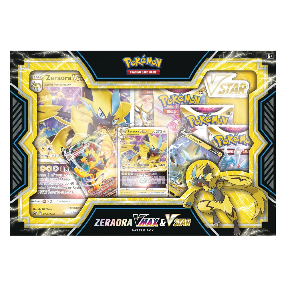 Pokemon Box Coleção de Batalha Vmax e V-Astro Deoxys ou Zeraora - Solo  Sagrado Cards