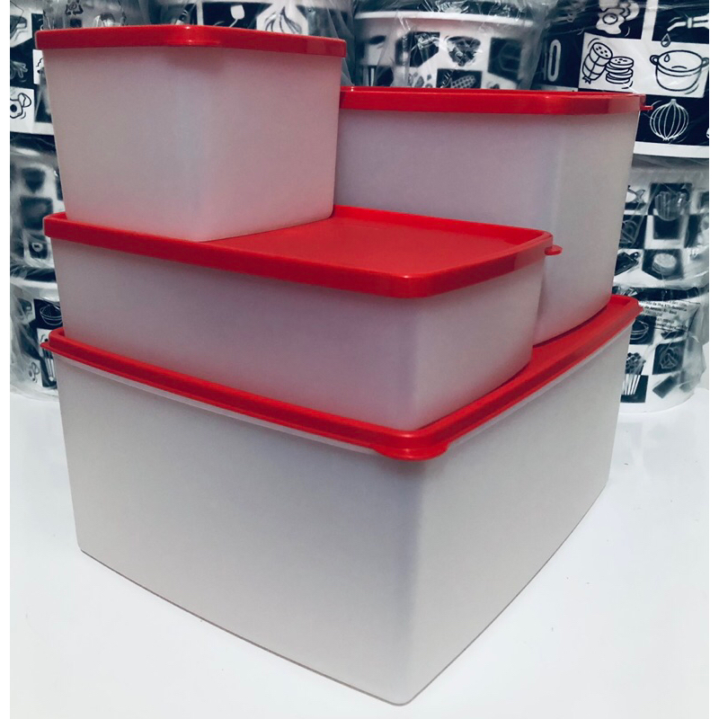 Tupperware Potes translúcida Jeitoso Ideal Espaçosa Mega Caixa Freezer Tampa Vermelho Cozinha