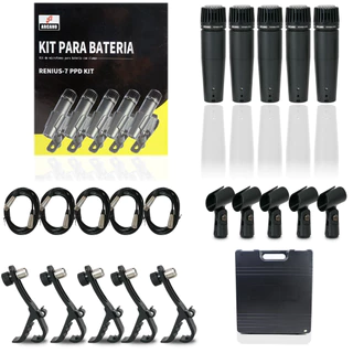 Kit com 5 Microfones Dinâmicos Arcano Renius-7 PPD Kit XLR Tamanho Reduzido