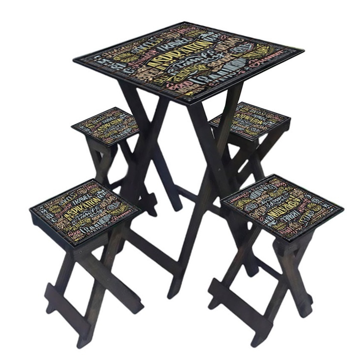 Conjunto Mesa Mandala com Bancos Área Churrasco Meditação Área Zen
