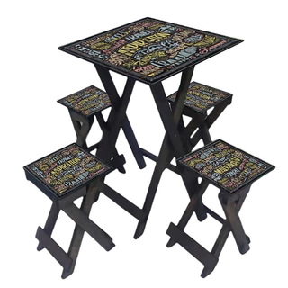 Conjunto Mesa Mandala com Bancos Área Churrasco Meditação Área Zen