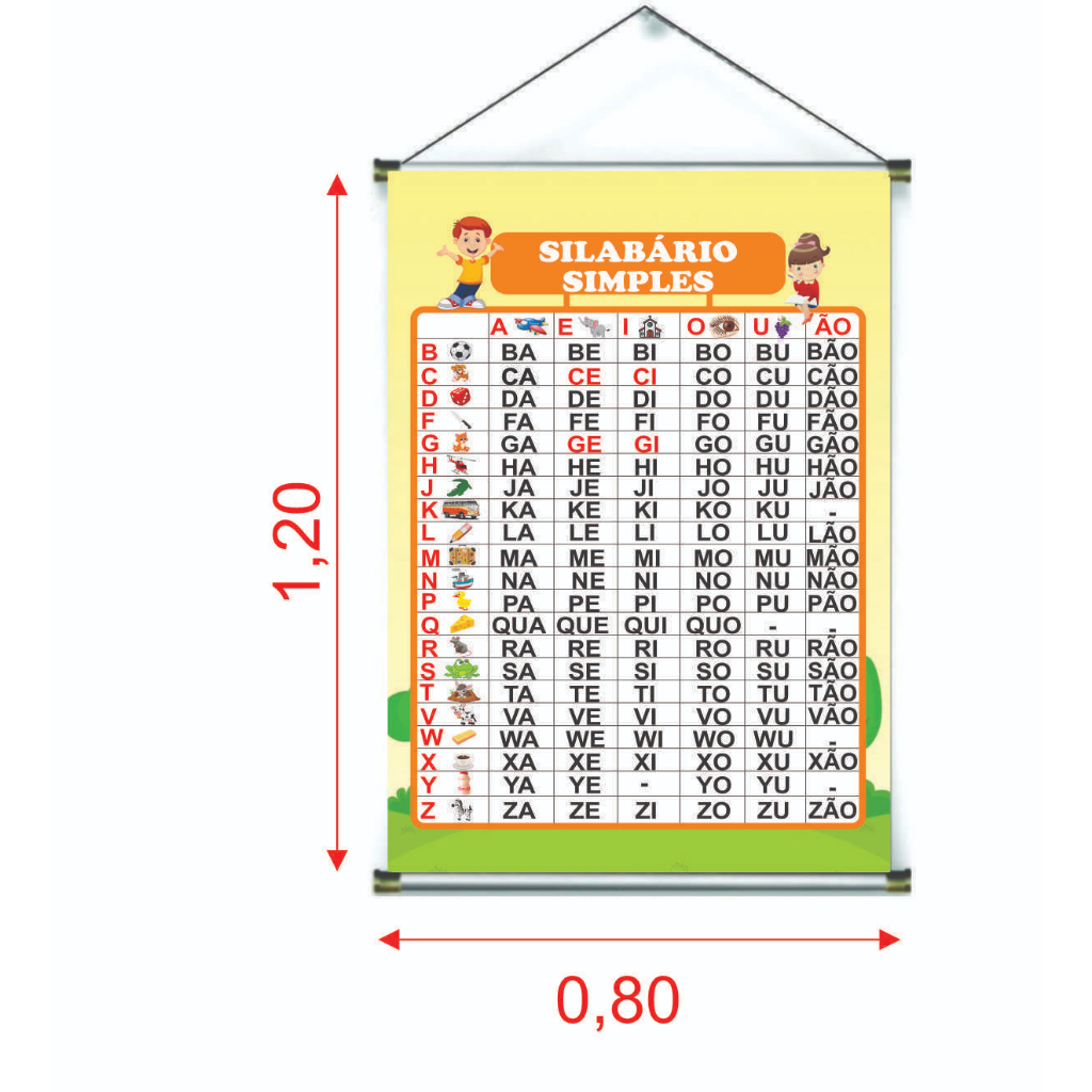 Banner Escolar Silabário Simples Alfabetização Pedagógico Escola Shopee Brasil 