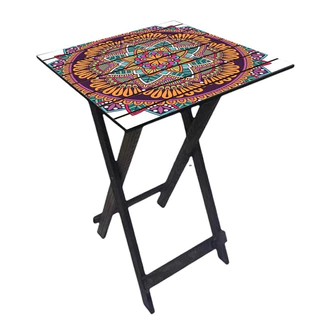 Mesa Dobrável Decoração MDF Quadrada Várias Estampas