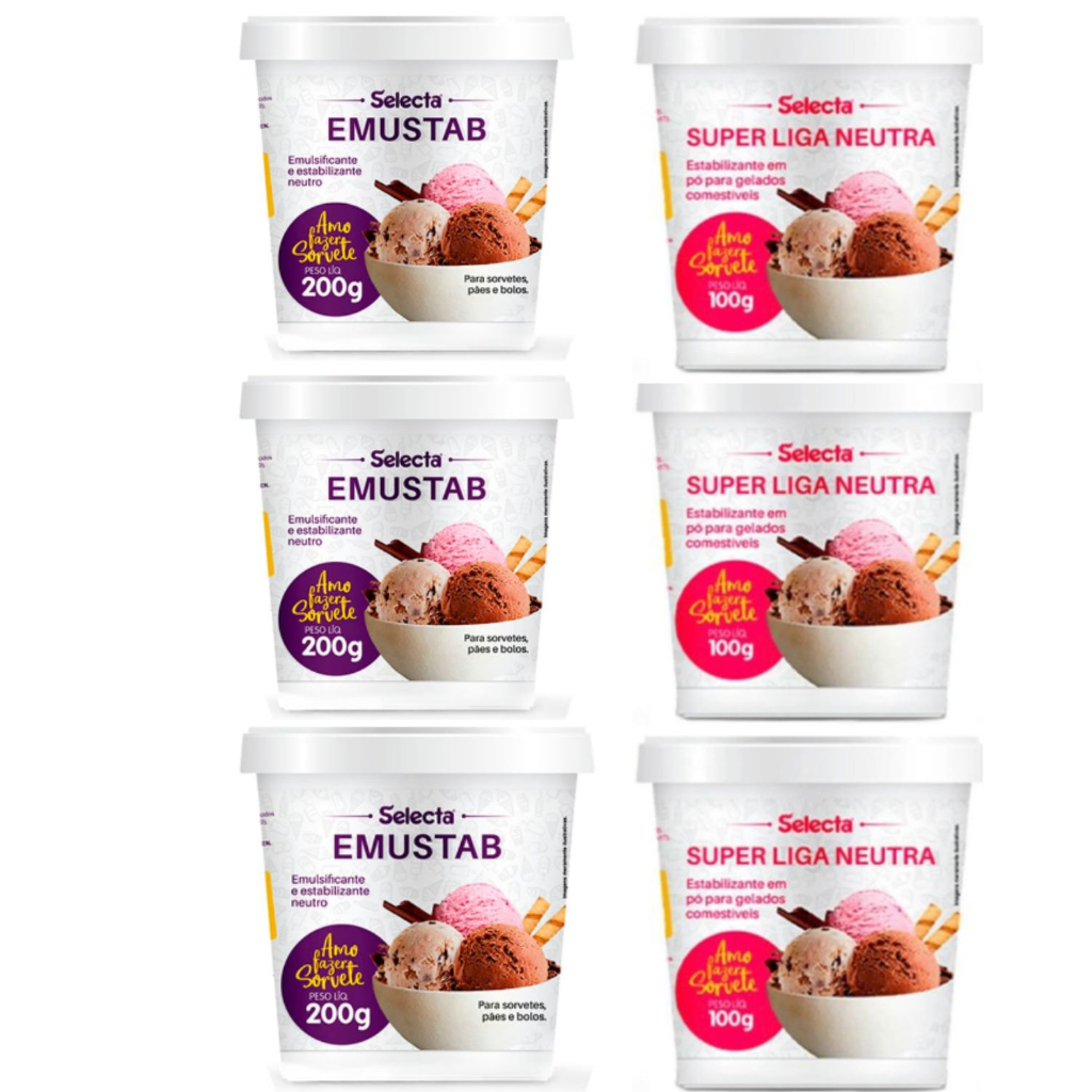 Emulsificante Emustab E Super Liga Neutra Sorvetes Kit 6 Potes Selecta