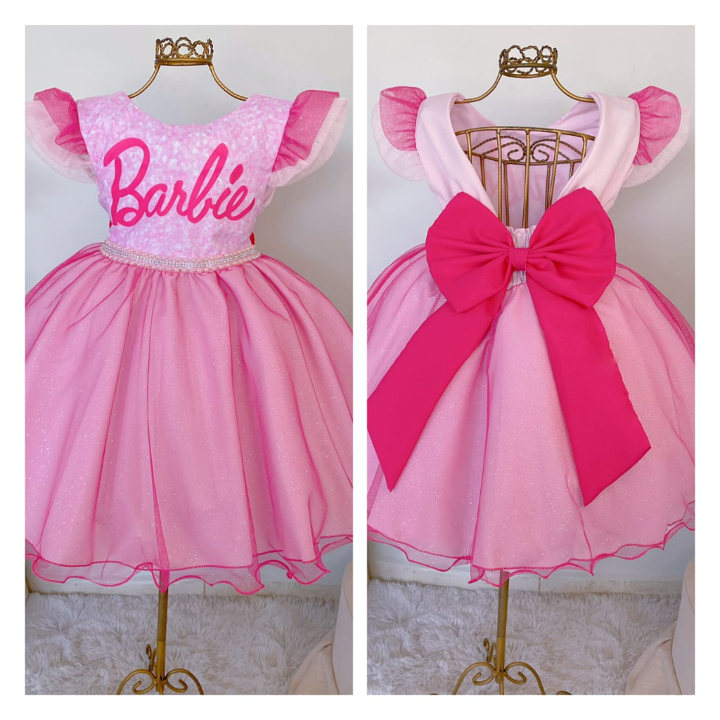 Vestido Infantil Barbie Festa Aniversário Luxo | Shopee Brasil