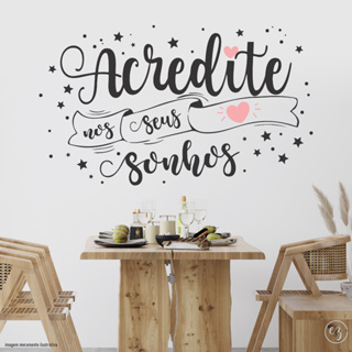 Adesivo Decorativo Parede Lettering Nunca Desista Dos Seus Sonhos