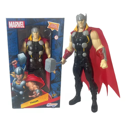 Boneco Thor Vingadores Marvel Super Heróis Brinquedos Semi Articulados 22 cm de Altura