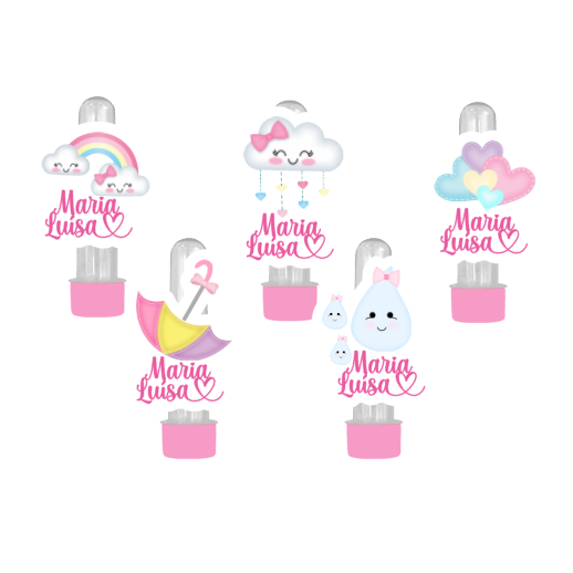 Apliques p/ tubetes 3d festa lembrancinha personalizada chuva bencao amor