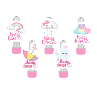 Apliques p/ tubetes 3d festa lembrancinha personalizada chuva bencao amor