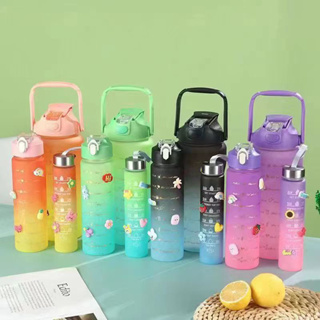 Kit 3 Garrafa Agua Squeeze Galão Com Adesivos Lembretes beber Agua Academia Escola Fit