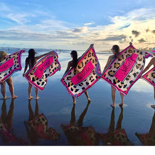 Canga Saída de Praia Personalizada Oncinha Rosa