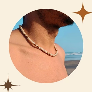 Colar de miçangas de madeira Coleção Caiçara. masculino e feminino - unissex - moda praia verão