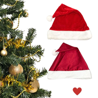 Kits 10/25/50/100 Gorro Natalino Natal Papai Noel Veludo Cetim Vermelho Poliéster p/ Família Amigos Festas Eventos Fim de Ano