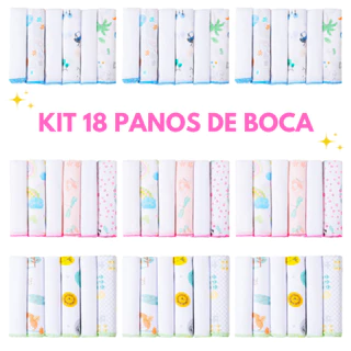 KIT 18 Peças Panos de boca Toalhinha Babetes Premium 100% algodão 30cm x 30cm em Oferta na Shopee