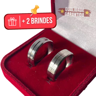 PROMOÇÃO LIMITADA Par de Aliança Namoro Filetada | Aliança Listrada com Finco Filetada 6mm Prata Namoro Compromisso Casal
