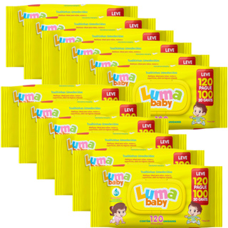 Kit C/12 Pacotes de Lenços Umedecidos Luma Baby c/ 120 Und Cada
