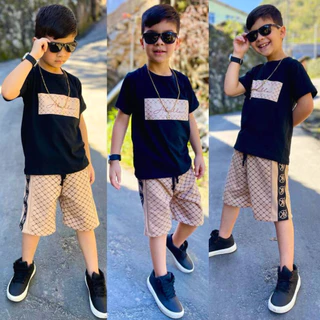 Conjunto Juvenil Menino Lançamento Kit Camisa Bermuda Masculino Verão