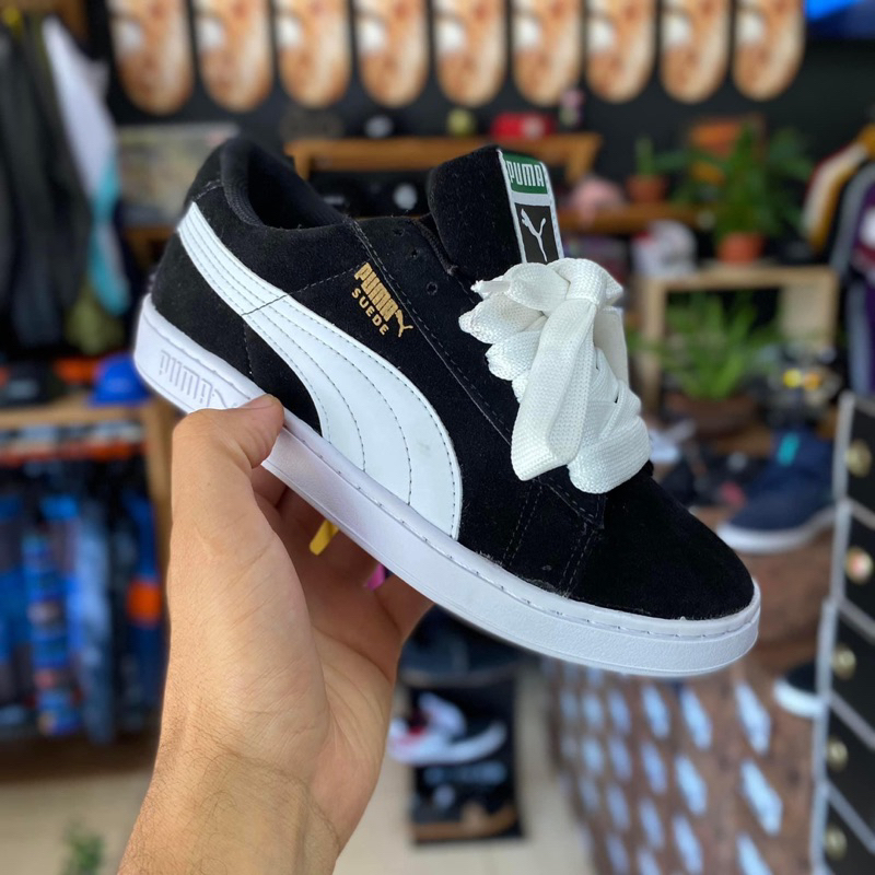 Tênis Classic Suede Skate + Cadarço Fat Lace Original - BBoy Preto/Branco