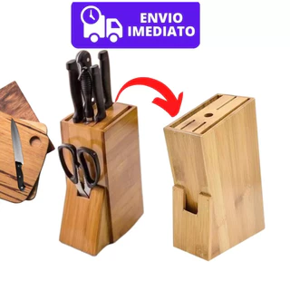 Suporte Organizador Faqueiro Faca Facas Bambu Cepo Cozinha