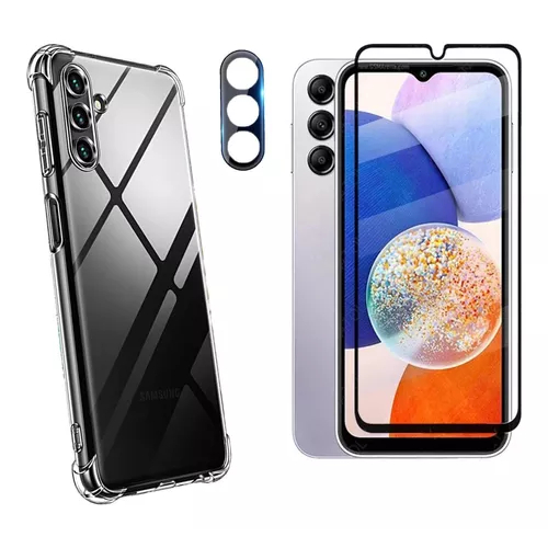 KIt Pelicula Vidro 3D Samsung A14 + Capa Capinha Anti Shock + Pelicula Camera 3D