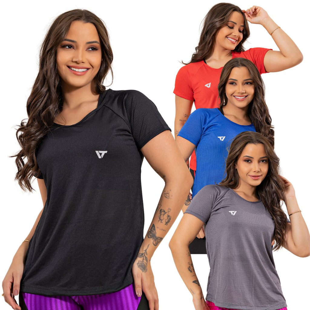 Kit Com 3 Blusas T-shirts Sortidas Moda Feminina Brás Atacado - Loja Via  Brás
