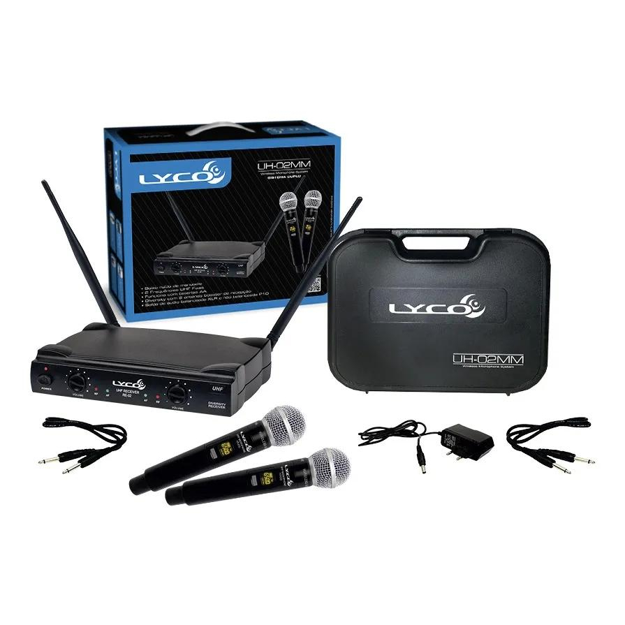 Microfone Sem Fio Lyco Duplo de Mão UHF Profissional Com Display