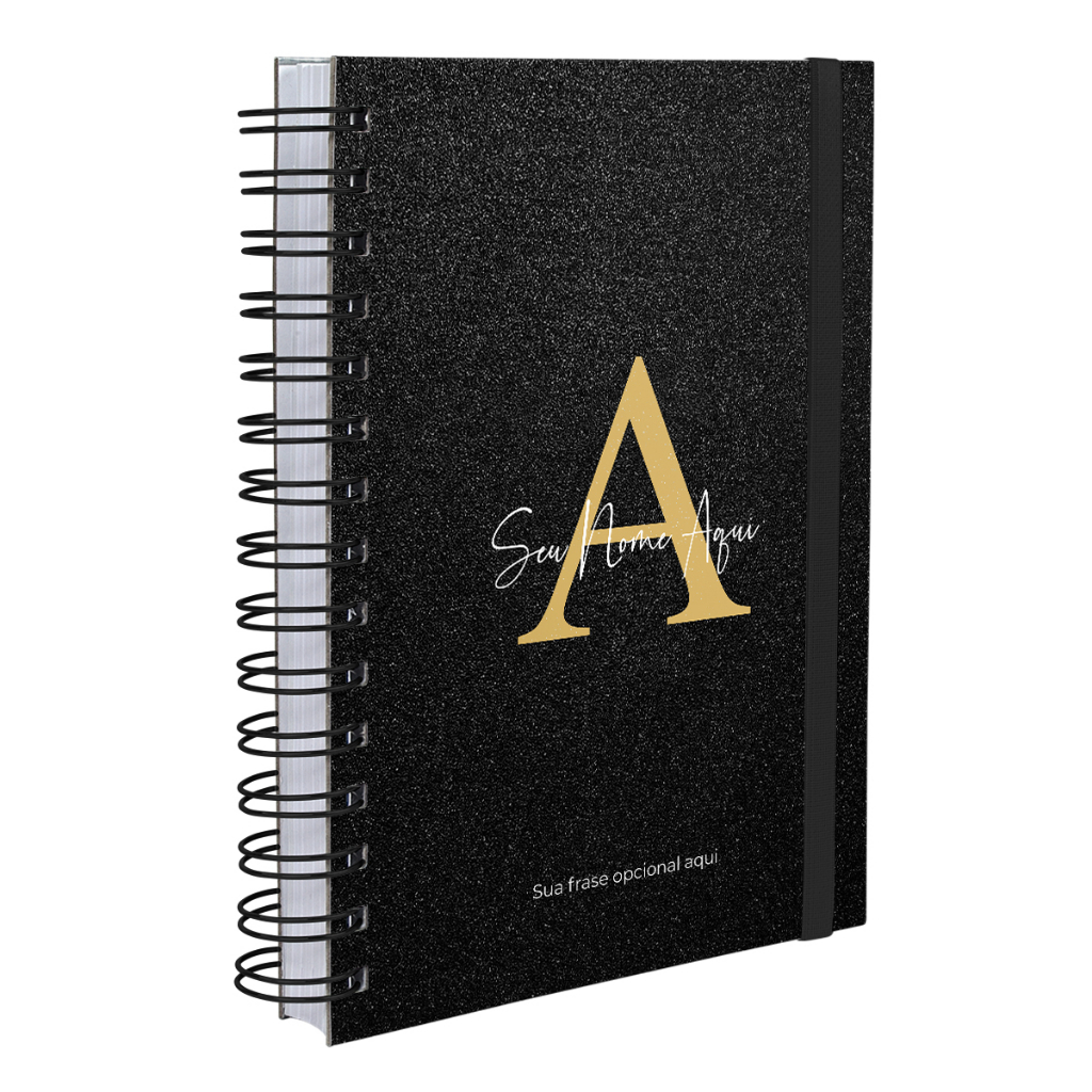 Agenda Personalizada Plus 2024 Letra Glitter Preto Cores