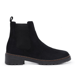 Bota Botina Feminina Cano Curto Coturno Chelsea Preto Com Elástico Falcucci