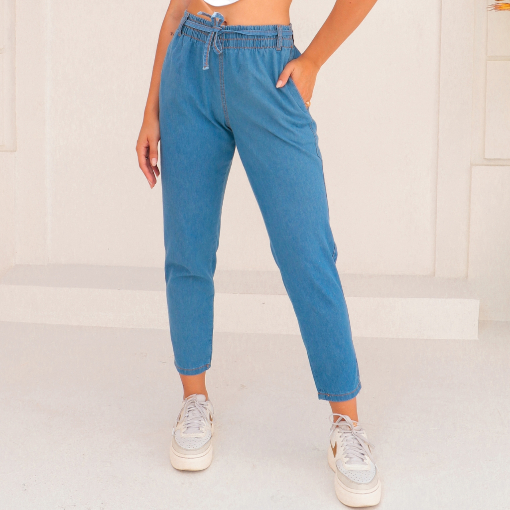 calça de jeans feminino cintura alto x099