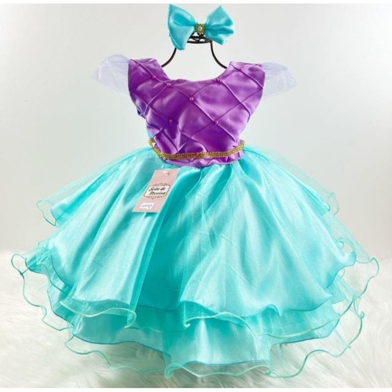 Sereia Infantil, Conjunto roupa sereia reutilizável para meninas,Vestido  Tutu para Meninas para Concurso Aniversário Festa Casamento Fovolat