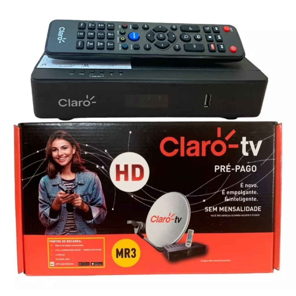 Receptor Claro TV Pre Pago HD Visiontec - Recarga - Envio imediato