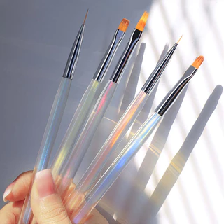 Kit 5 Pincéis P/ Decoração de Unhas Nail Art cabo cores pastéisaurora（estilo aurora）