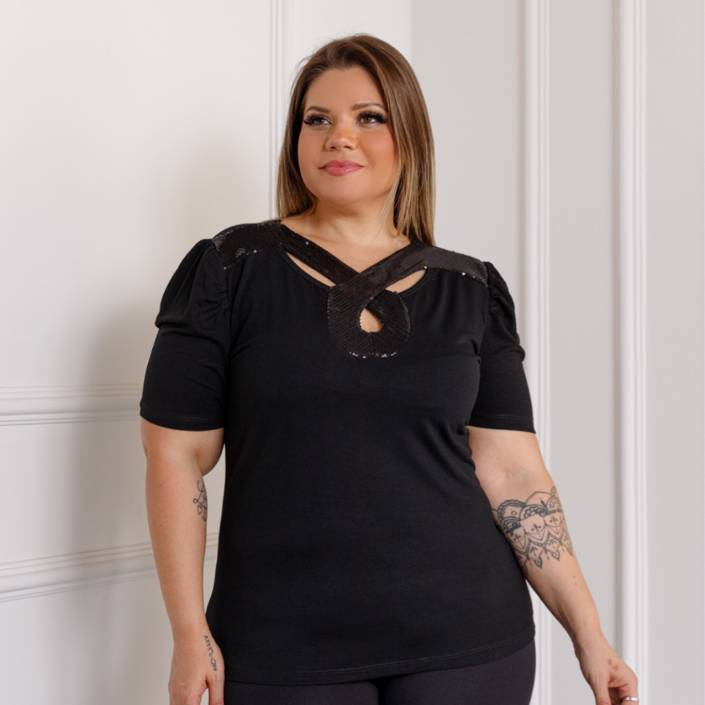 Blusa Feminina Manga Curta Plus Size