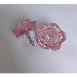 Kit 4 Puxador para Móvel Penteadeira Cômoda em Flor Rosa Claro